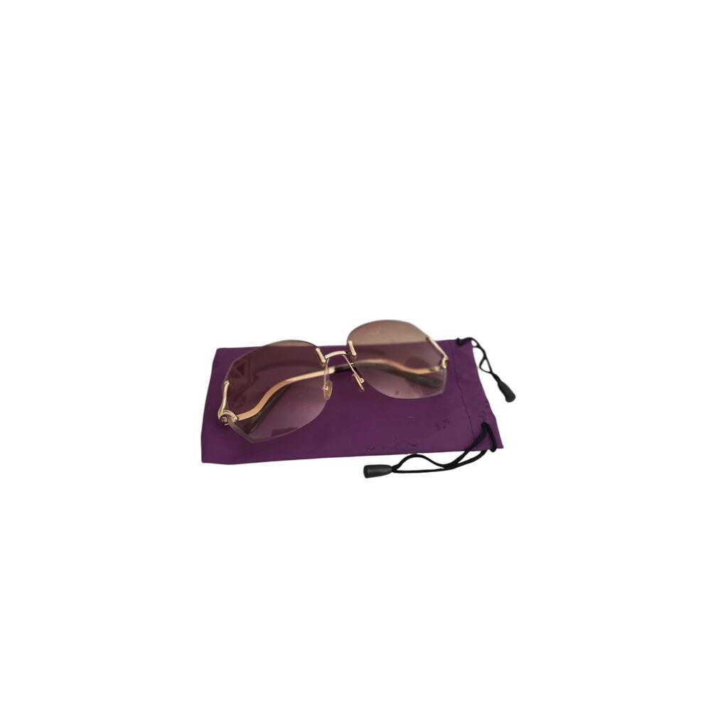 New Jackie O Sunglasses Brown Sunnies Gold Oversized Rimless Butterfly Gradient - Picture 8 of 9